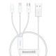 USB Кабель Baseus Superior Series Fast Charging Data Cable USB to M+L+C 3.5A 0.5m White P10320105221-01