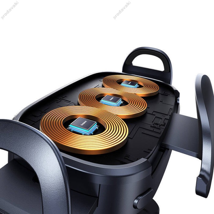 Автомобільний тримач із бездротовою зарядкою Baseus LightChaser Series Triple-Coil Wireless Charging Black C40355901111-00