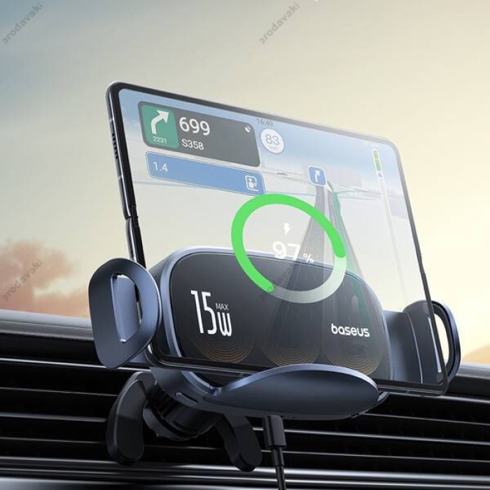 Автомобільний тримач із бездротовою зарядкою Baseus LightChaser Series Triple-Coil Wireless Charging Black C40355901111-00