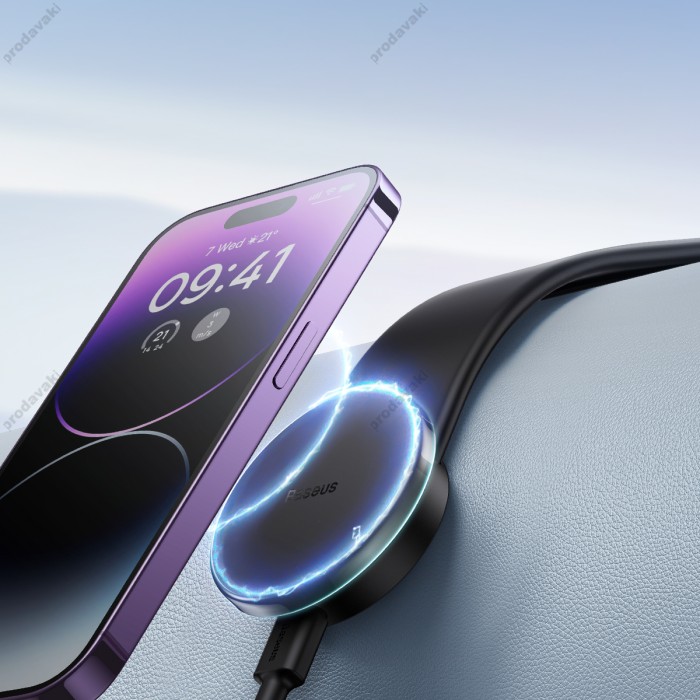 Автомобільний тримач із бездротовою зарядкою Baseus C02 Pro Series Magnetic Wireless Charging Black C40156000111-00
