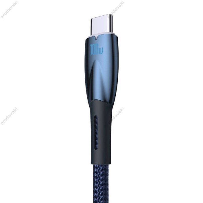 Кабель Baseus Glimmer Series Fast Charging Data Cable USB to Type-C 100W 5A 2m Blue CADH000503