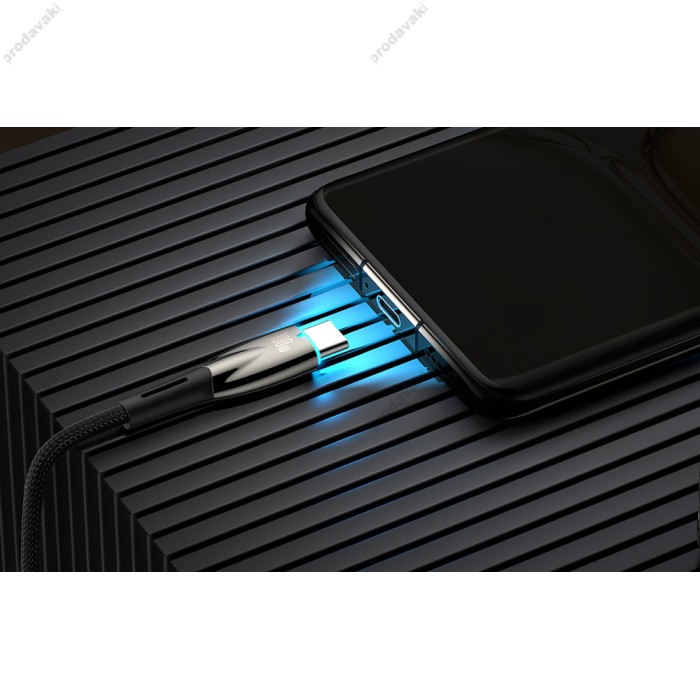 Кабель Baseus Glimmer Series Fast Charging Data Cable USB to Type-C 100W 5A 2m Black CADH000501