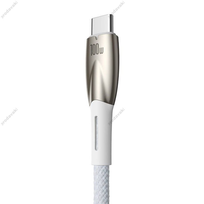 Кабель Baseus Glimmer Series Fast Charging Data Cable USB to Type-C 100W 6A 1m White CADH000402