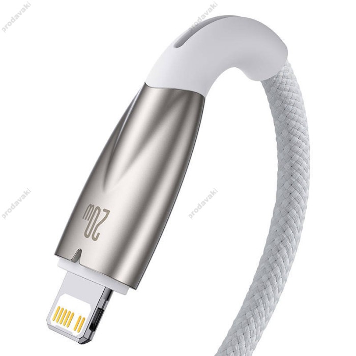 PD кабель Baseus Glimmer Series Fast Charging Data Cable Type-C to iP Lightning 20W 1m White CADH000002