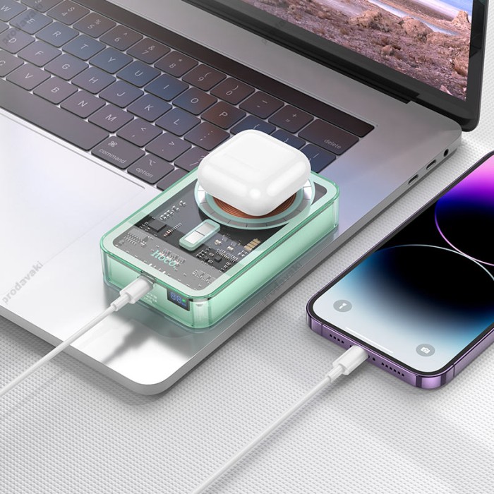 Повербанк портативний акумулятор Power Bank Hoco Q14A MagSafe Ice Crystal PD 20W 10000 mAh Blue