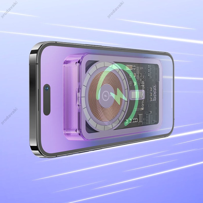 Повербанк портативний акумулятор Power Bank Hoco Q14A MagSafe Ice Crystal magnetic PD 20W 10000 mAh Purple