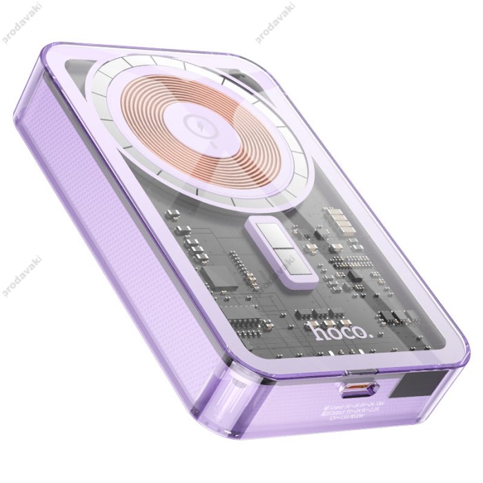 Повербанк портативний акумулятор Power Bank Hoco Q14A MagSafe Ice Crystal magnetic PD 20W 10000 mAh Purple