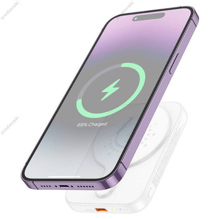 Повербанк портативний акумулятор Power Bank Hoco J117 Esteem MagSafe магнітний 20W 5000 mAh White