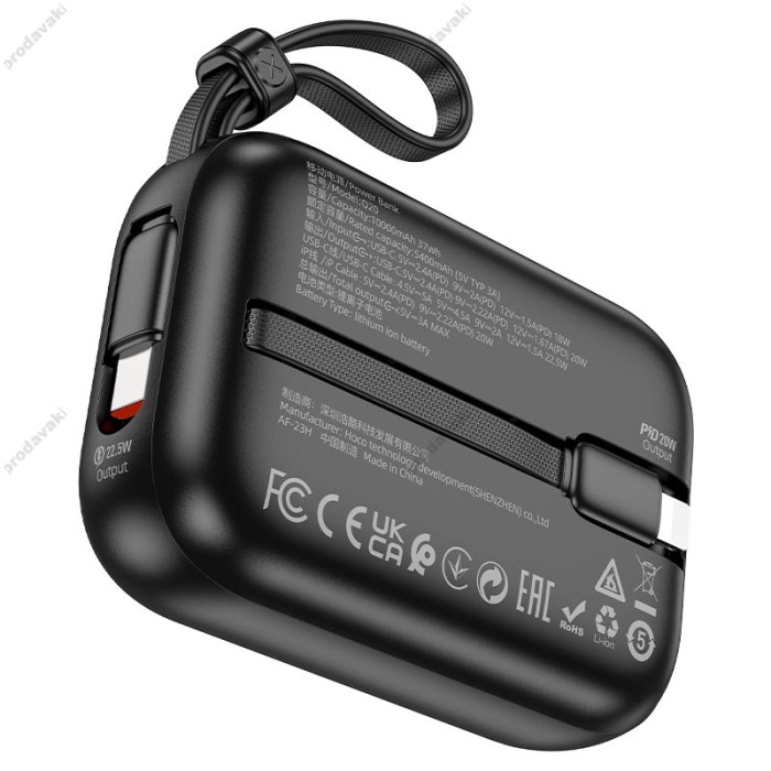 Повербанк портативний акумулятор Power bank Hoco Q20 Fountain 22.5W 10000 mAh Black