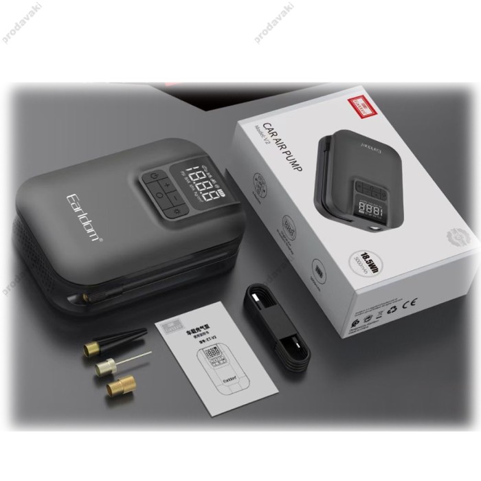 Автомобільний компресор насос Earldom ET-V2 Car Air Pump 2500 mAh Black