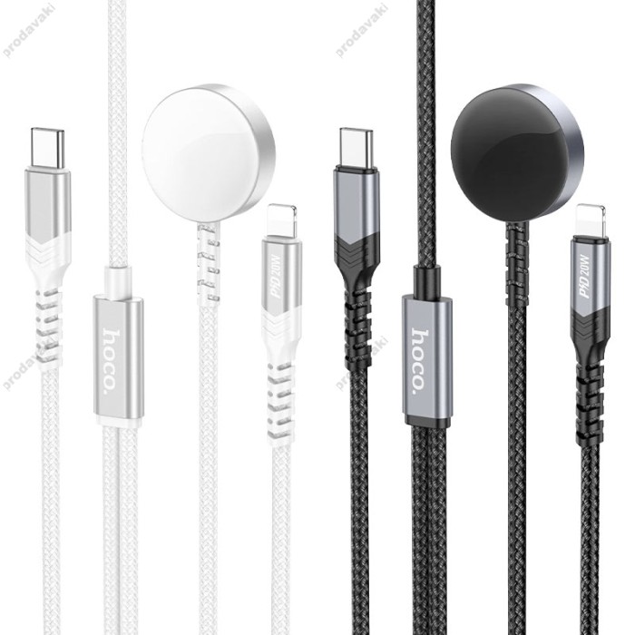 Зарядний пристрій Hoco CW54 Cable 2in1 Lightning / Apple Watch 2.4A 1.2m Black