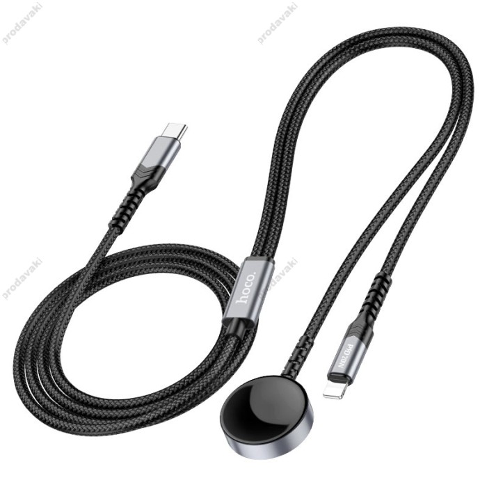 Зарядний пристрій Hoco CW54 Cable 2in1 Lightning / Apple Watch 2.4A 1.2m Black