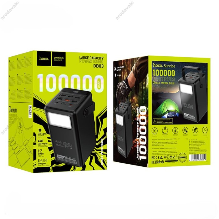 Повербанк портативний акумулятор Power bank Hoco DB03 Endure 22.5W fully compatible 100 000mAh Black