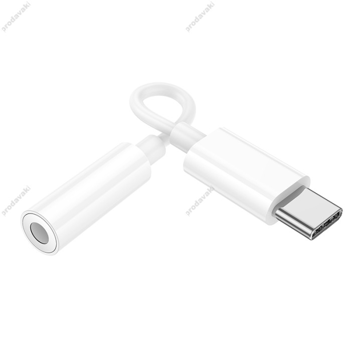 AUX-кабель аудіоадаптер Adapter USB C To 3.5mm Hoco LS35 White