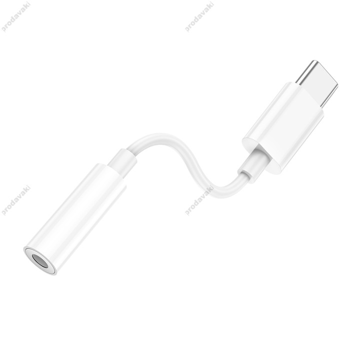 AUX-кабель аудіоадаптер Adapter USB C To 3.5mm Hoco LS35 White
