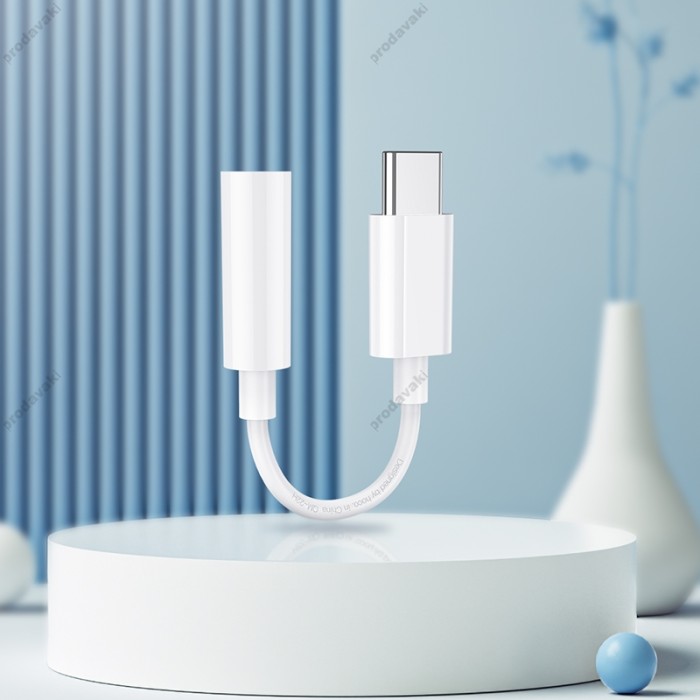 AUX-кабель аудіоадаптер Adapter USB C To 3.5mm Hoco LS35 White