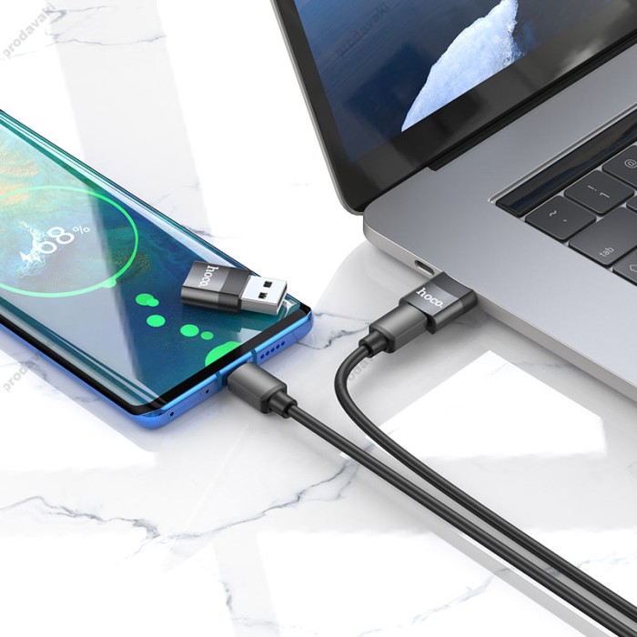 Перехідник Adapter USB-A To USB-C Hoco UA17 Black