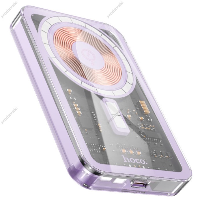 Повербанк портативний акумулятор Power Bank Hoco Q14 MagSafe Ice Crystal magnetic PD 20W 5000 mAh Purple