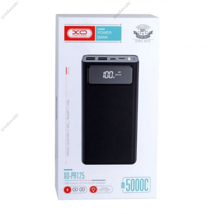 Повербанк портативний акумулятор Power bank XO PR125 digital display 50000 mAh Black