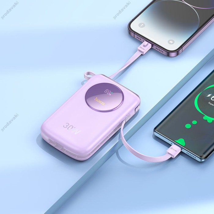 Повербанк портативний акумулятор Power Bank Hoco Q19 Lucky 30W 10000 mAh Purple