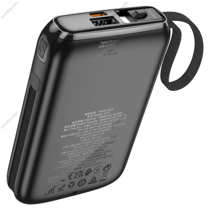 Повербанк портативний акумулятор Power bank Hoco Q19 Lucky 30W 10000 mAh Black