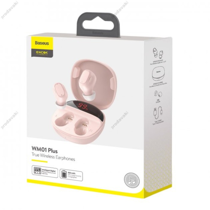 Бездротові Bluetooth навушники Baseus WM01 Plus Encok True Wireless Earphones BT 5.0 Pink NGWM01P-04