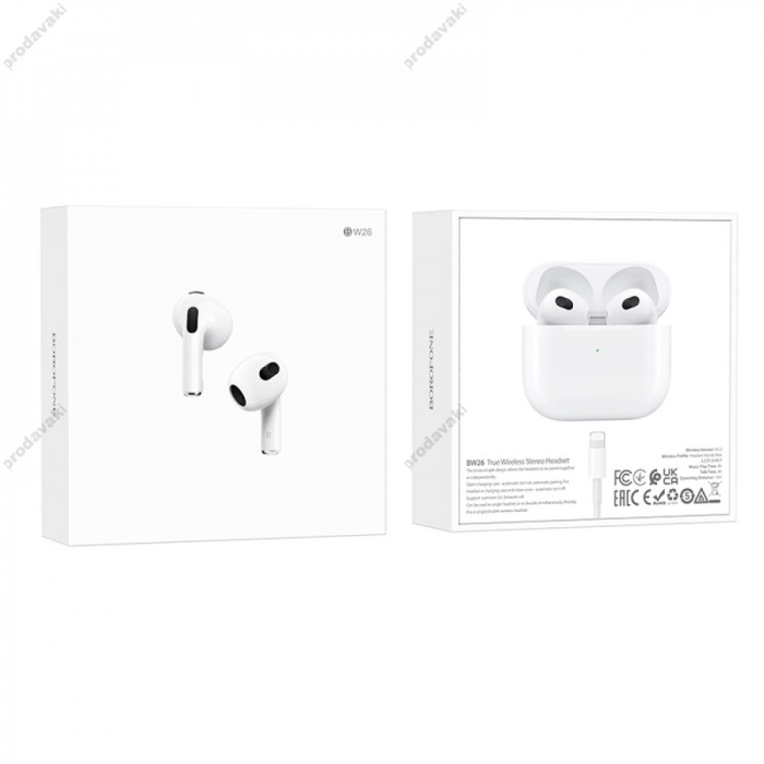Бездротові Bluetooth навушники Borofone BW26 True BT 5.0 White
