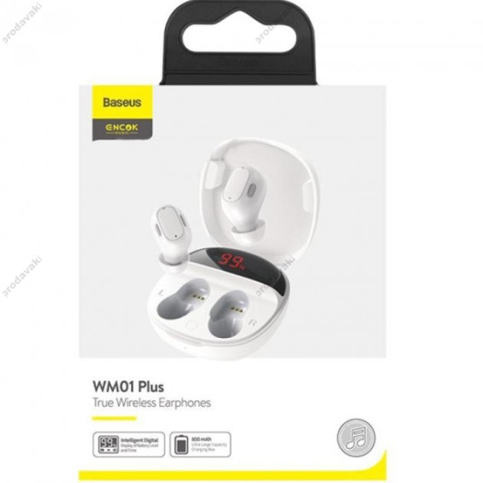 Бездротові Bluetooth навушники Baseus WM01 Plus Encok True Wireless Earphones BT 5.0 White NGWM01P-02