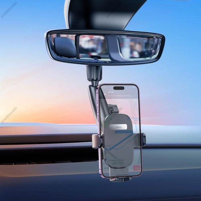 Автомобільний тримач Hoco H17 Waves rearview mirror Car holder Black
