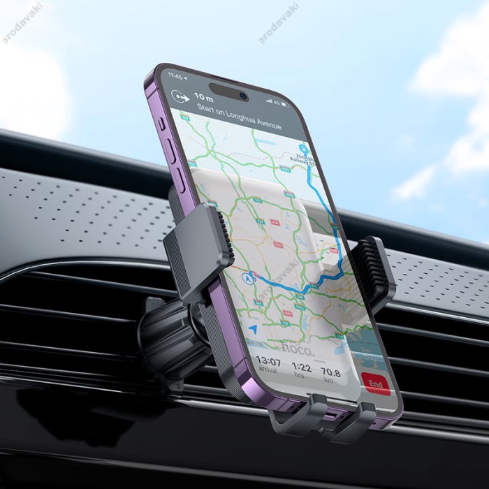 Автомобільний тримач Hoco H26 Rock push-type car holder (air outlet) Black