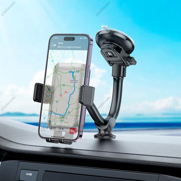 Автомобільний тримач Hoco H27 Rock push-type car holder (center console) Black