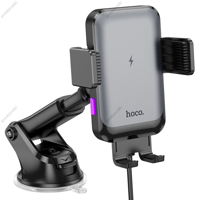 Автомобільний тримач із бездротовою зарядкою Hoco HW9 Climber smart wireless charging car holder 15W Black