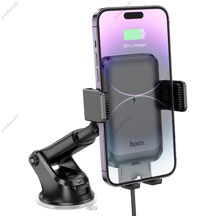Автомобільний тримач із бездротовою зарядкою Hoco HW9 Climber smart wireless charging car holder 15W Black