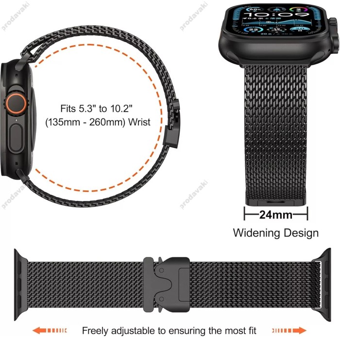 Ремінець Titanium Milanese Loop для ремінця Apple Watch 42mm / 44mm / 45mm / 49mm Black