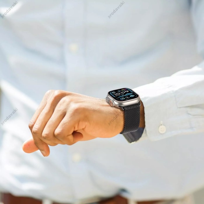 Ремінець Titanium Milanese Loop для ремінця Apple Watch 42mm / 44mm / 45mm / 49mm Black