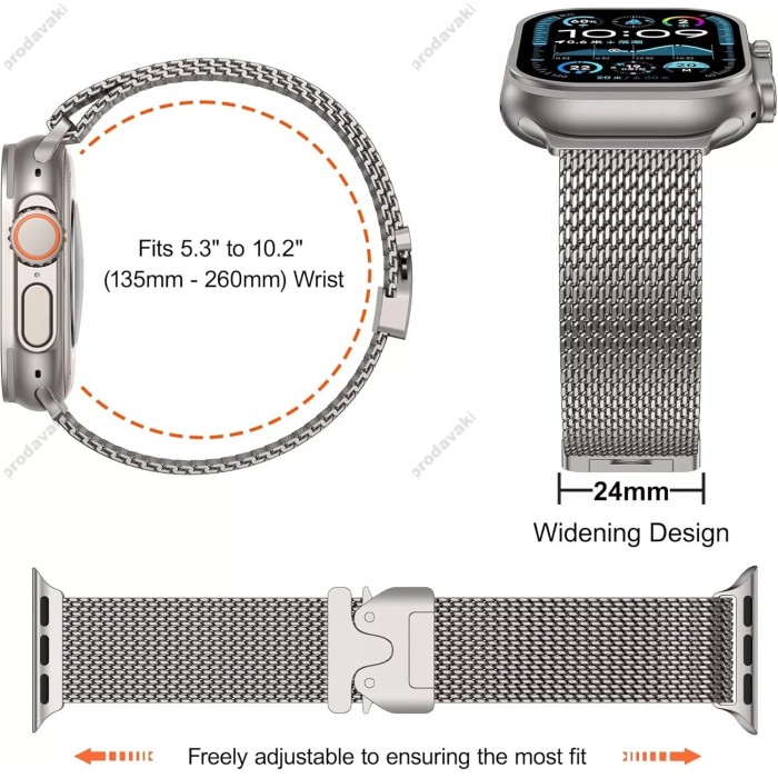 Ремінець Titanium Milanese Loop для ремінця Apple Watch 42mm / 44mm / 45mm / 49mm Silver