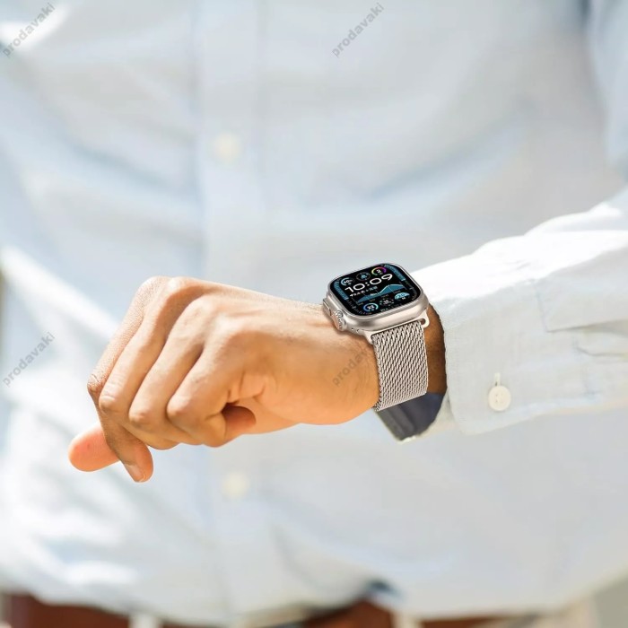 Ремінець Titanium Milanese Loop для ремінця Apple Watch 42mm / 44mm / 45mm / 49mm Silver