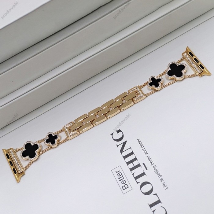 Ремінець для Apple Watch Four-leaf Clover Diamond 38mm/40mm/41mm Gold Black