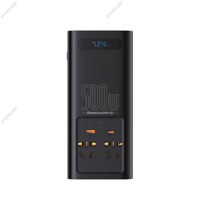Автомобільний інвертор Baseus Super Si Power Inverter 500W (CN/EU 220V) Black (CGNB000101)