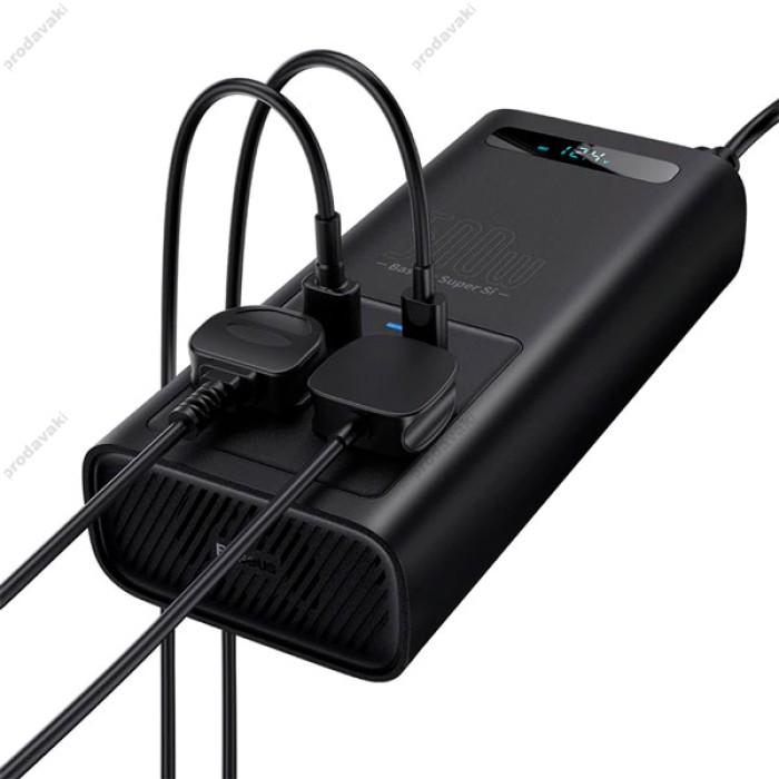 Автомобільний інвертор Baseus Super Si Power Inverter 500W (CN/EU 220V) Black (CGNB000101)