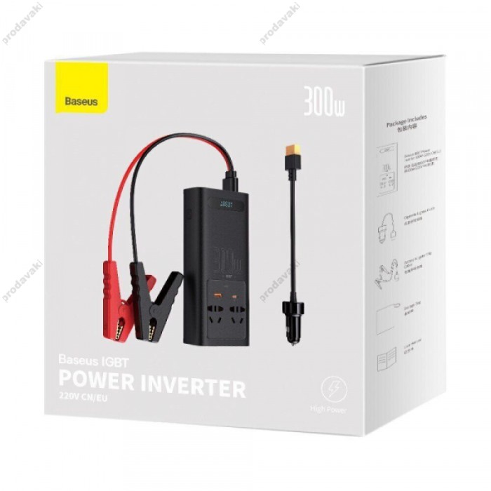 Автомобільний інвертор Baseus IGBT Power Inverter 300W (CN/EU 220V) Black (CGNB010101)