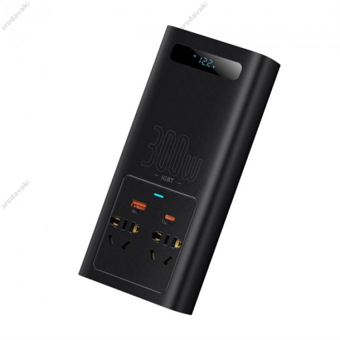 Автомобільний інвертор Baseus IGBT Power Inverter 300W (CN/EU 220V) Black (CGNB010101)