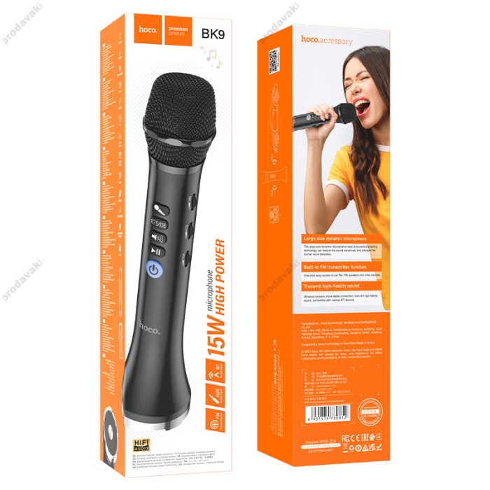 Портативна колонка-мікрофон HOCO BK9 Singing karaoke microphone BT 4.2 Black
