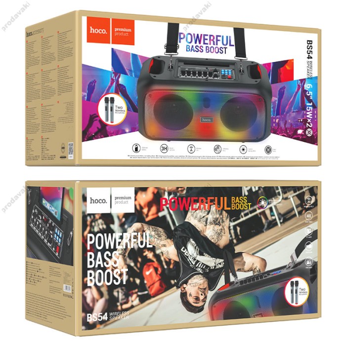Портативна колонка Bluetooth HOCO BS54 Party wireless dual mic outdoor BT speaker 30W Чорна