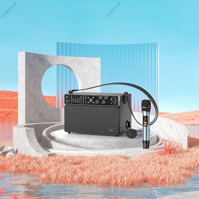 Портативна колонка Bluetooth HOCO BS50 Chanter wireless double mic karaoke speaker 120W Чорна