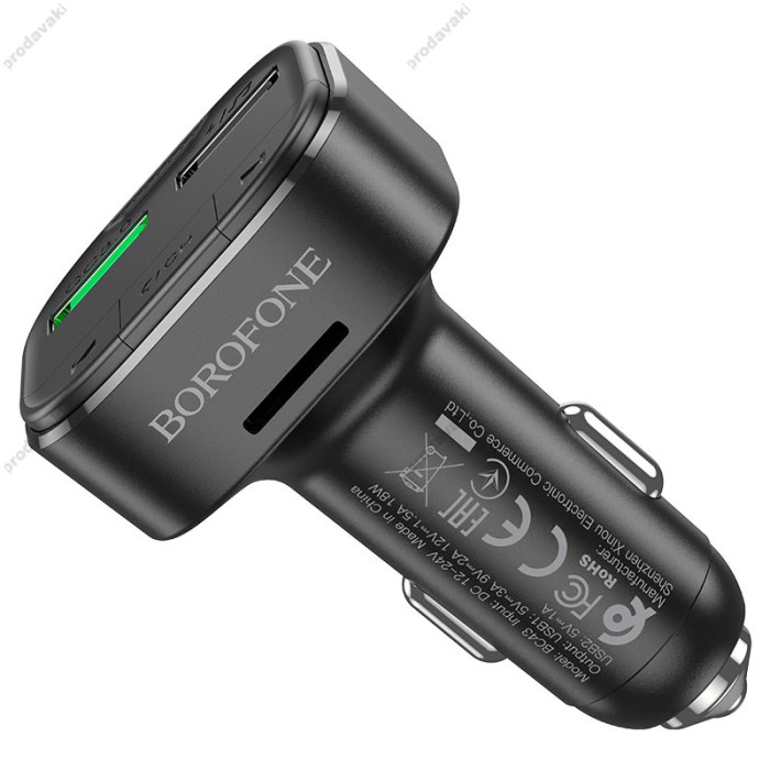 FM - трансмітер BOROFONE BC43 Flash with Bluetooth QC3.0 Black