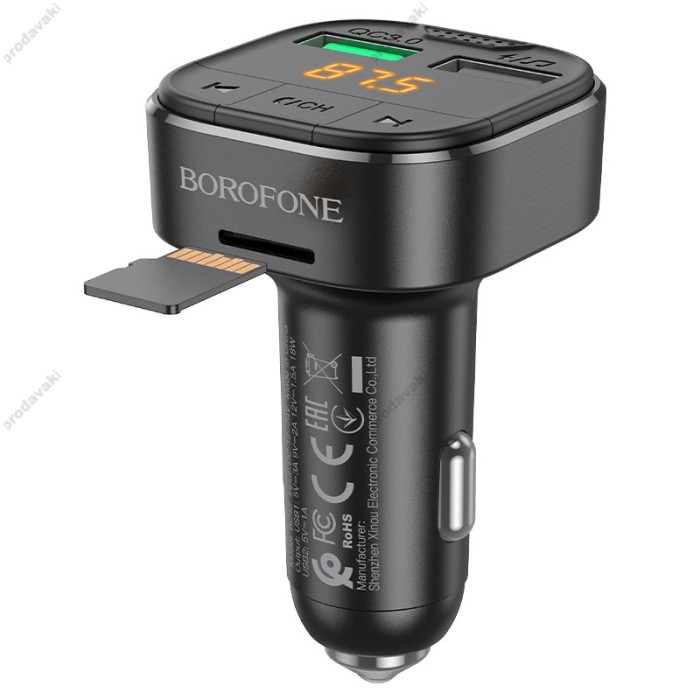 FM - трансмітер BOROFONE BC43 Flash with Bluetooth QC3.0 Black