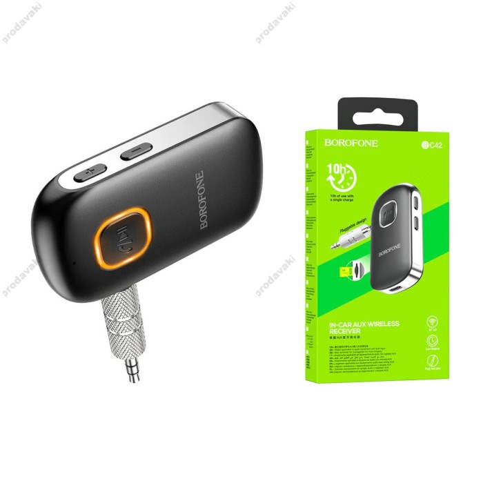 Автомобільний Bluetooth адаптер BOROFONE BC42 Car AUX BT receiver Black