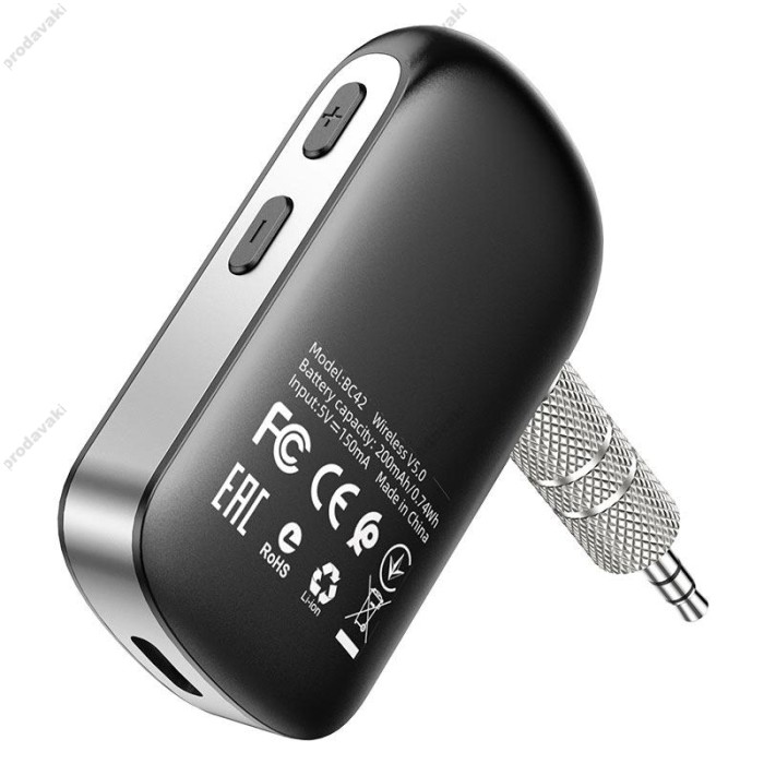 Автомобільний Bluetooth адаптер BOROFONE BC42 Car AUX BT receiver Black