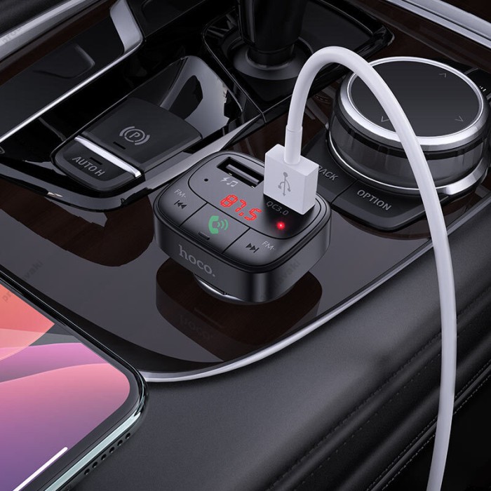 FM - трансмітер HOCO E59 Promise with Bluetooth 2USB 3.1A QC3.0 Black
